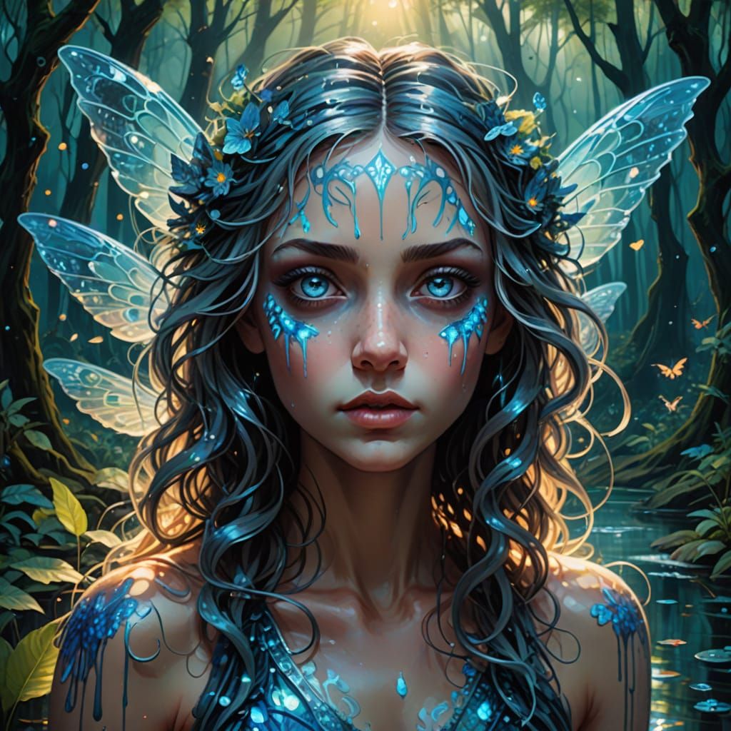 Water Nymph in Graffiti Art Style