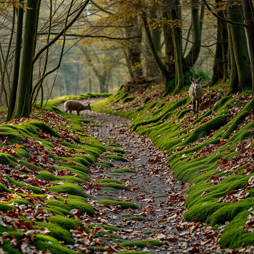 Autumnal Mossy Path with Cinnamon Scent, Hyperrealistic