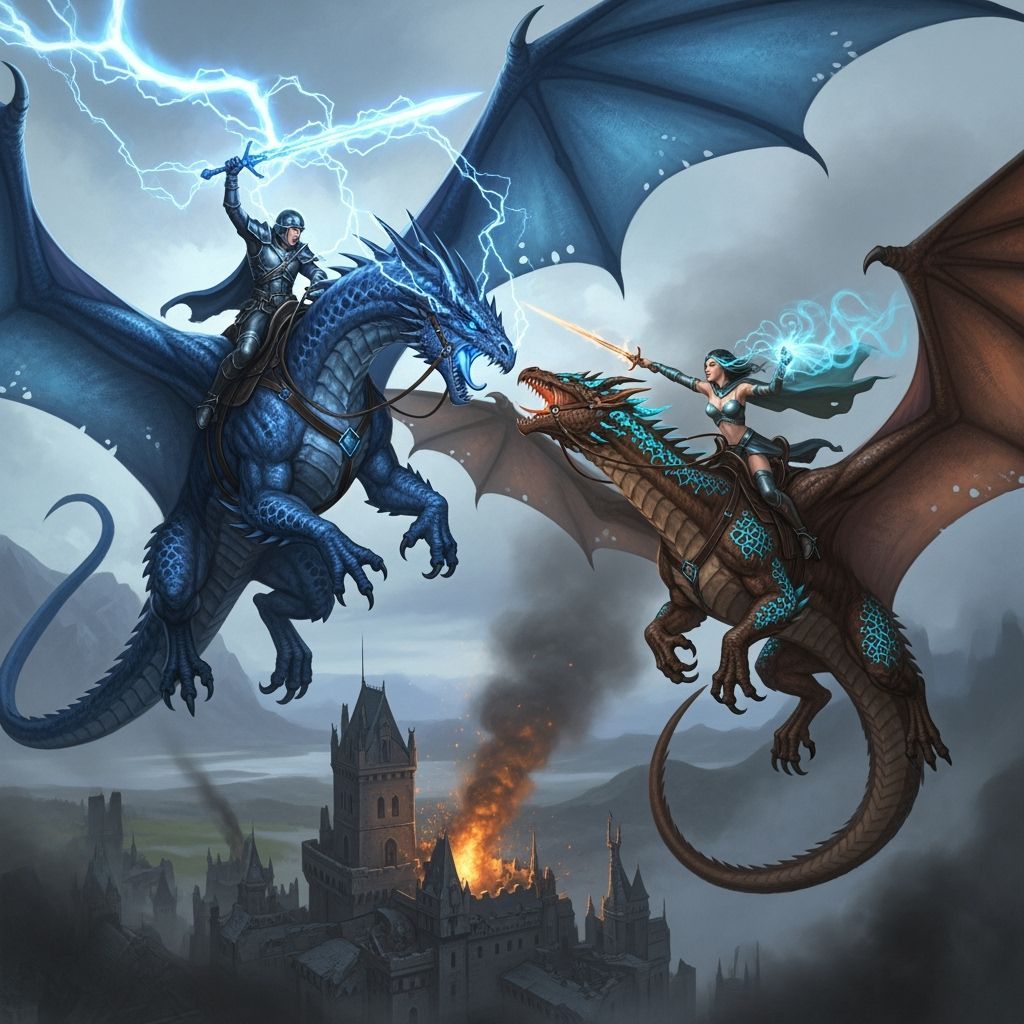 Epic Fantasy Dragon Battle with Lightning Magic