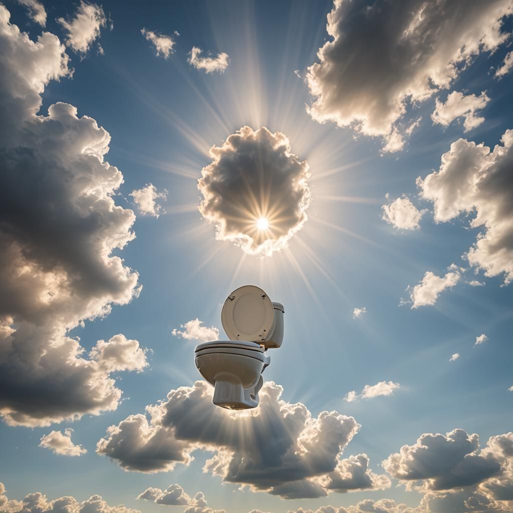 Toilet Flies Through Holy Sunshine Sky