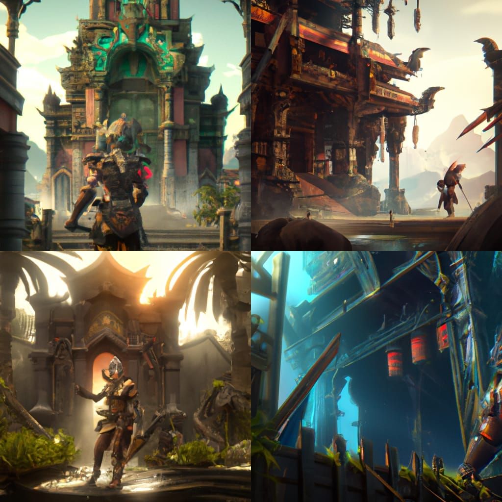 Indonesian Assassin at Temple: Detailed Matte Painting