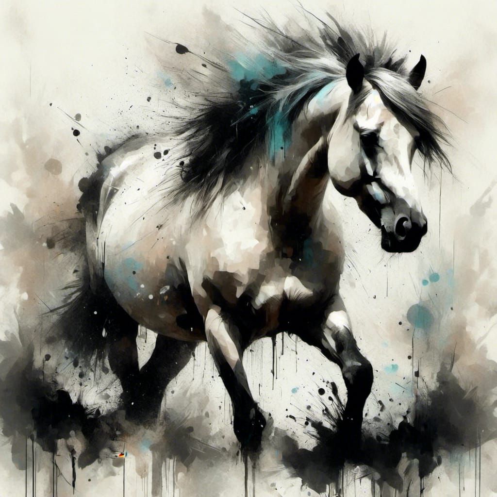 Wild Horse with Elemental Energy in Vintage Style