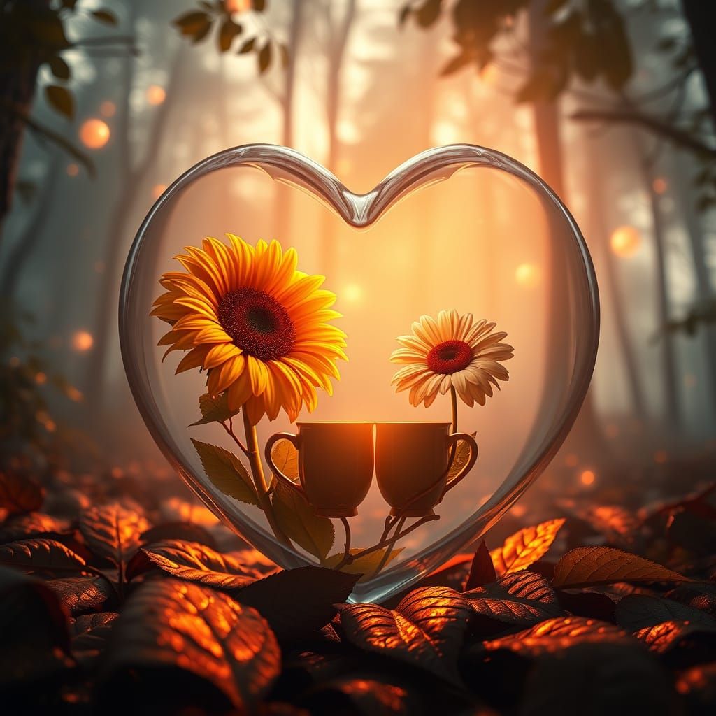 Elegant Flowers' Afternoon Tea in Glass Heart