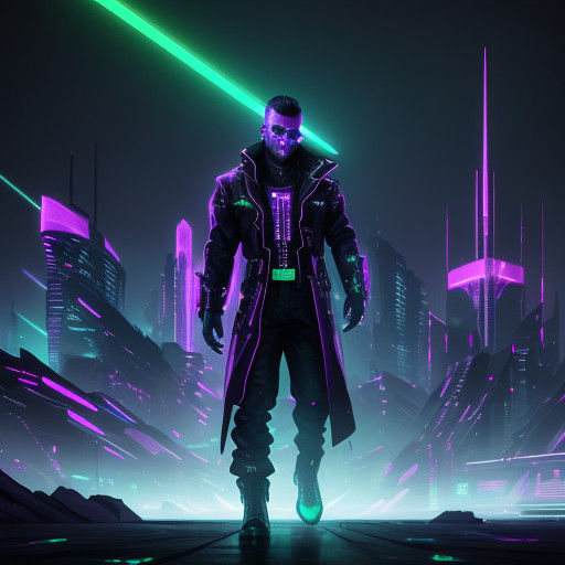 Cyberpunk Mountain Range in Neon Dazzle