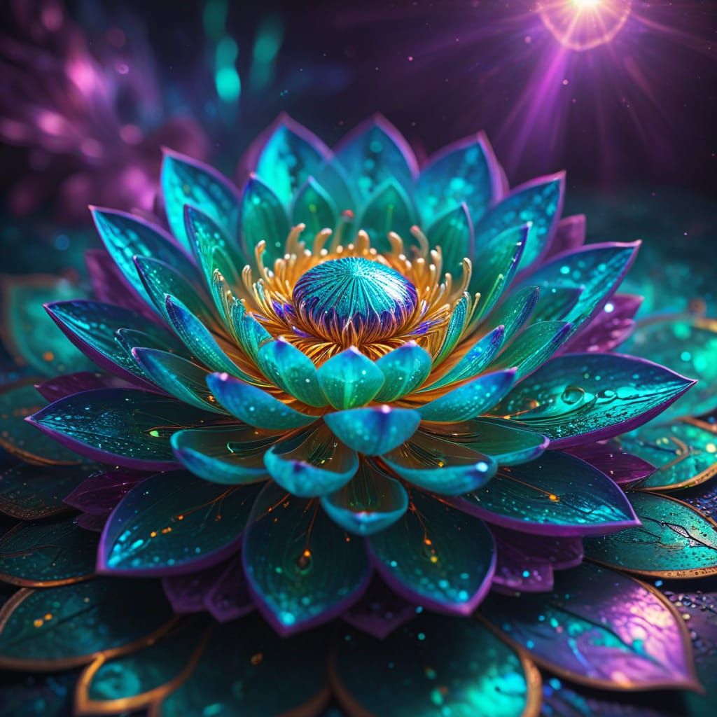 Intricate Mandala with Glowing Lotus Petals