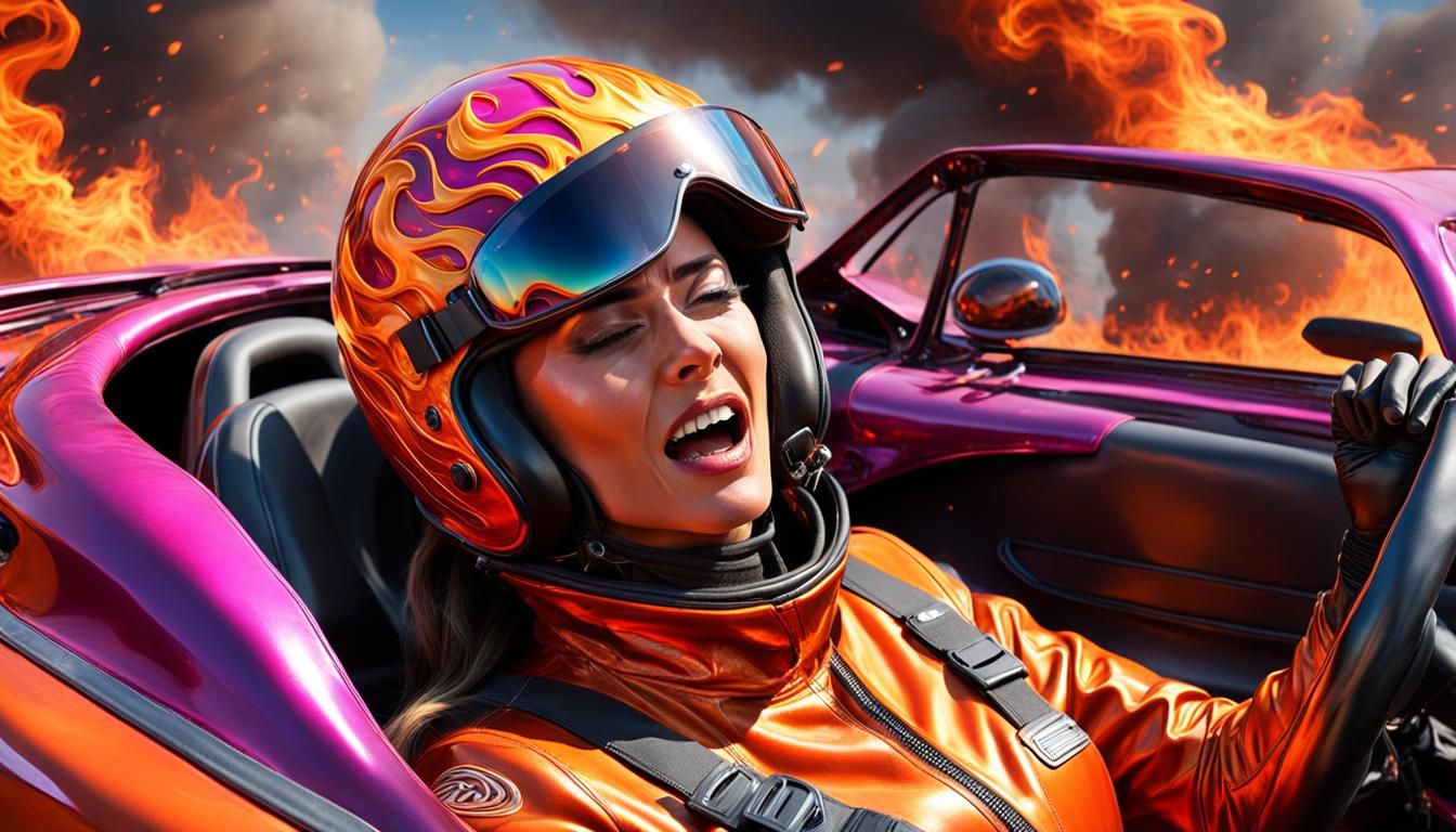 Burning Fear: Hyperrealistic Portrait of a Driver