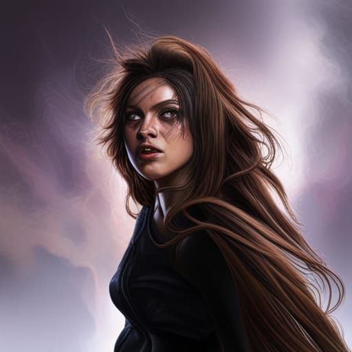 Hyperrealistic Black Magic Woman in Splash Art Style