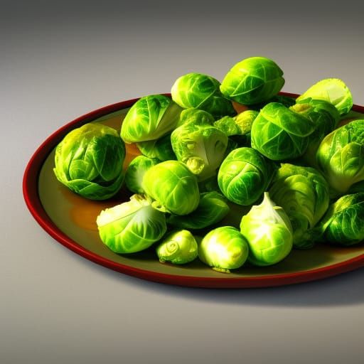 Brussels Sprouts Still Life, Detailed Matte Painting
