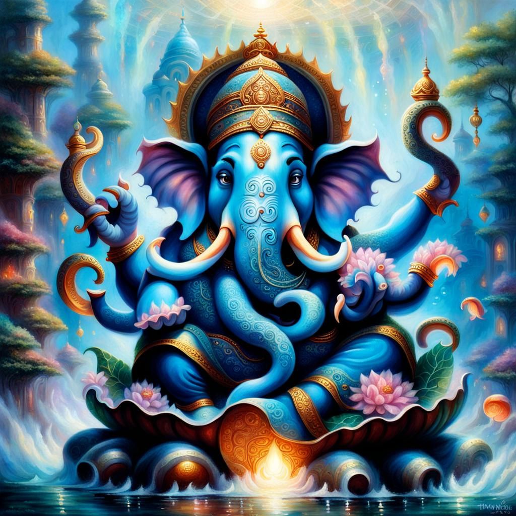 Ganesha as Octopus in Ethereal Fantasy Style