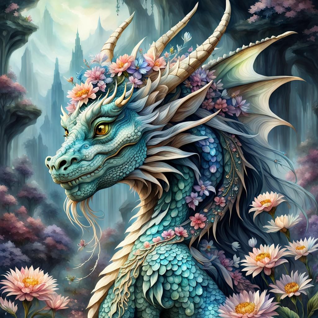A very special creature, half dragon and half elf..there are not many of them in this world.