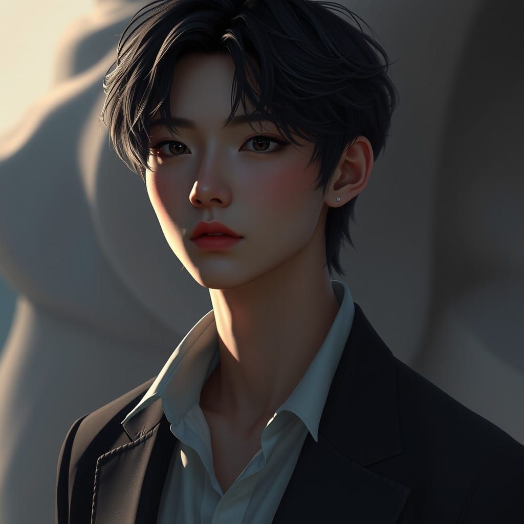 Ethereal Korean Man in Fantasy Concept Art Style