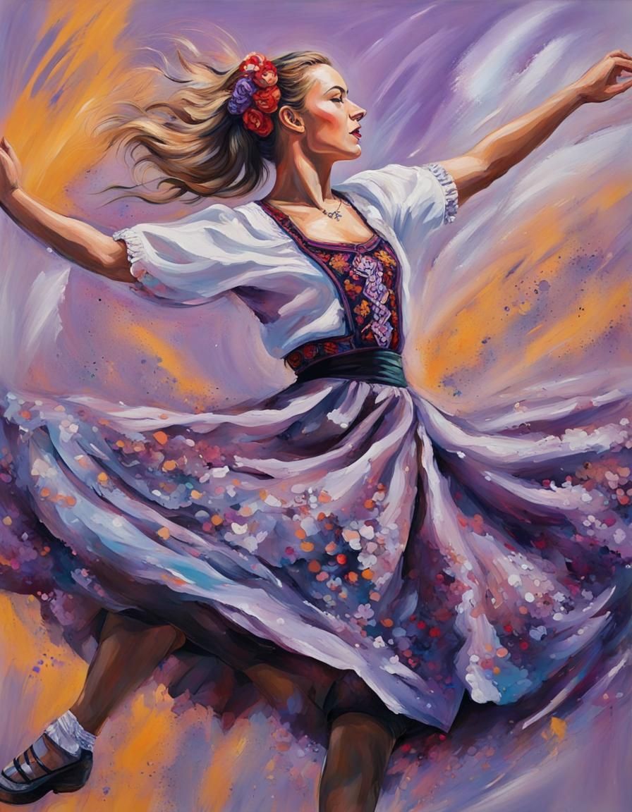 Polish Folk Dancer in Graffiti Art Style