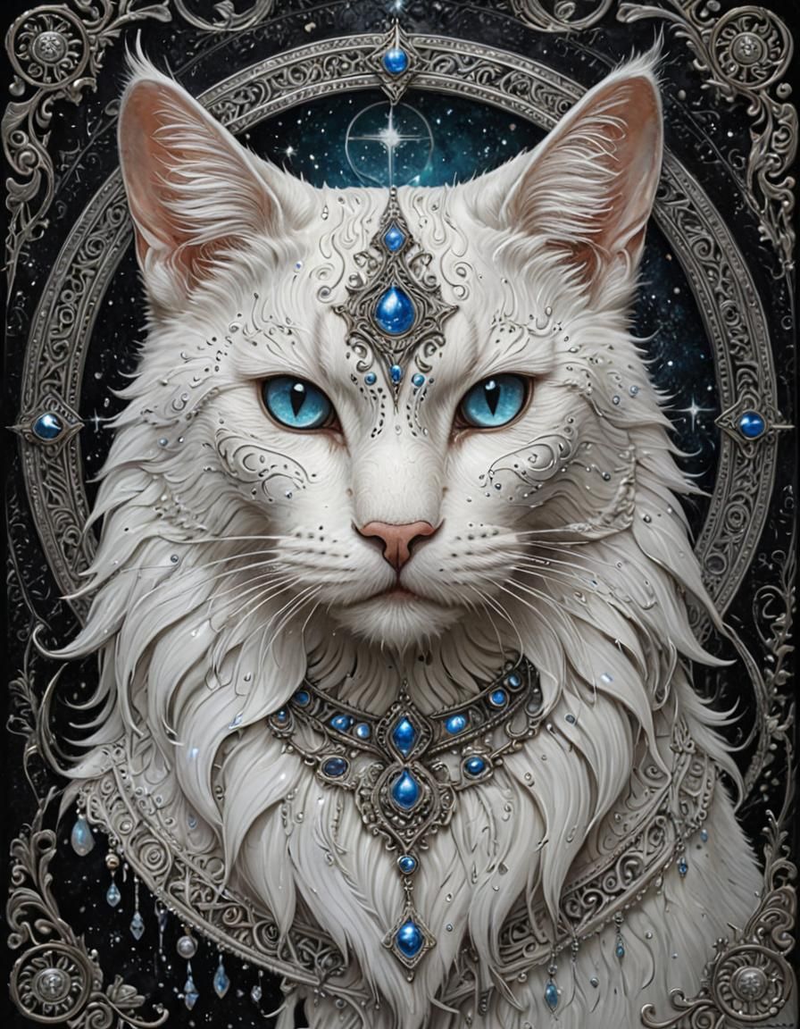 Ethereal Celestial Cat in Dark Fantasy Style