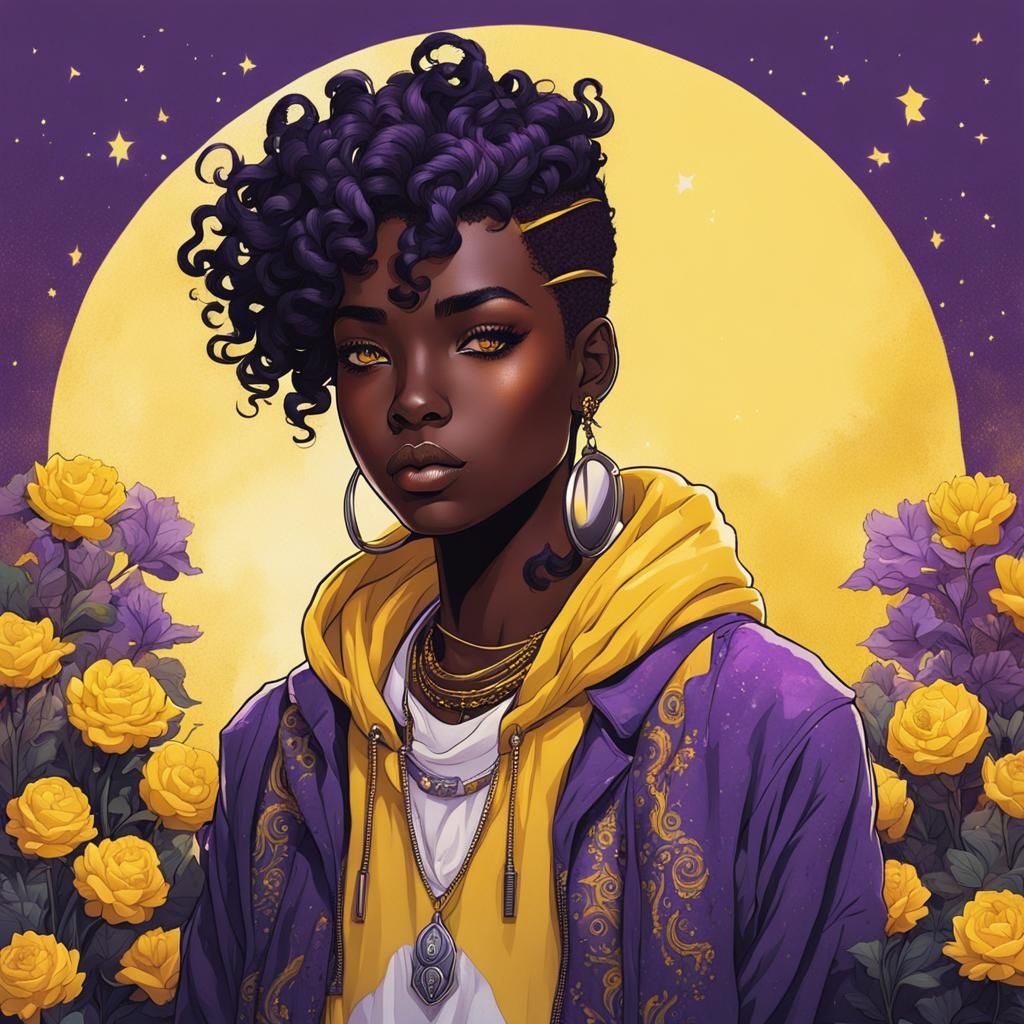 Colorful Fantasy Portrait of Nonbinary Person in Anime Style