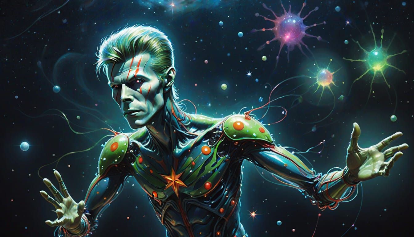 Surreal Water Alien Rocking Out in Space