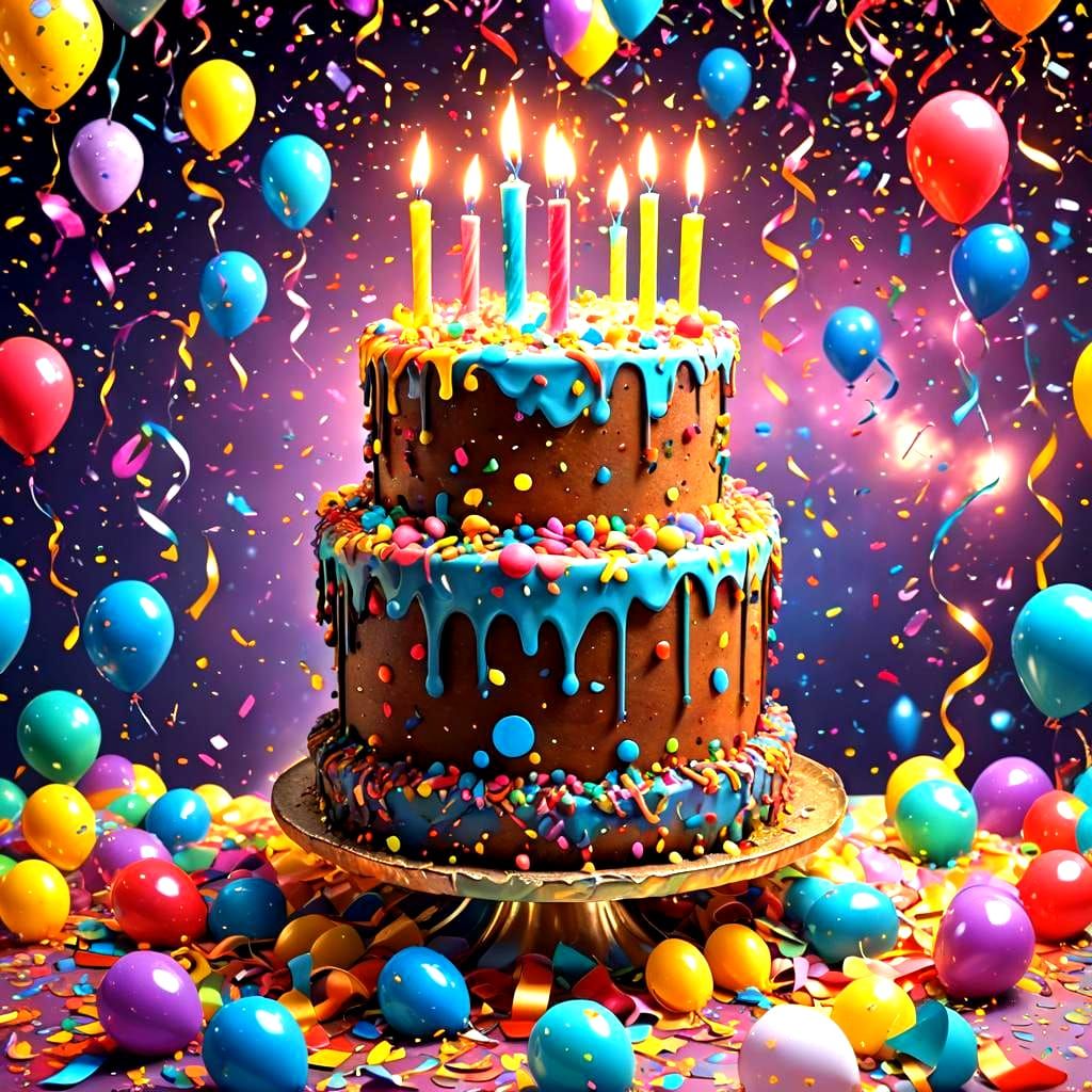 Festive Two-Tiered Birthday Cake in Vivid Colors