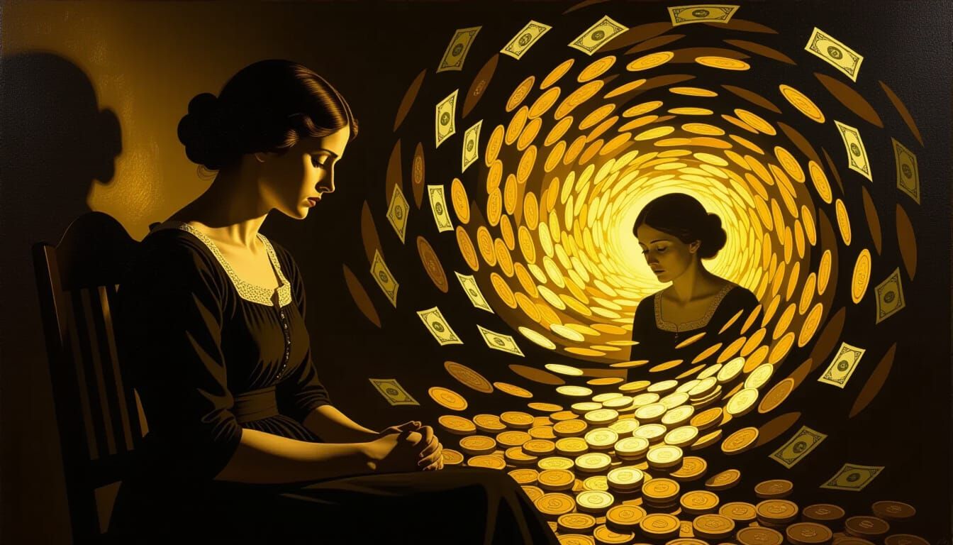 Sorrowful Mother Watches Daughter Engulfed by Greed