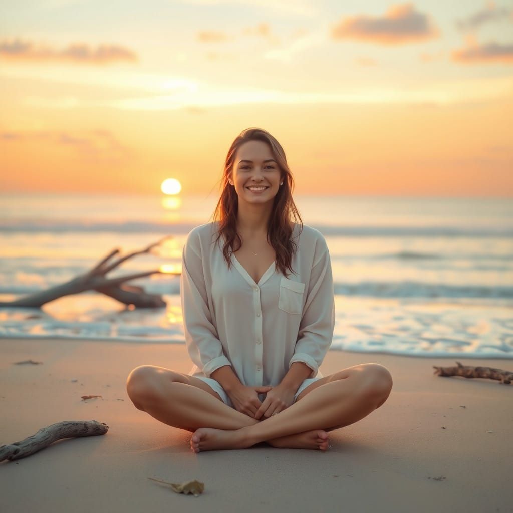 Serene Woman Embodies Radical Acceptance in Dreamy Digital A...