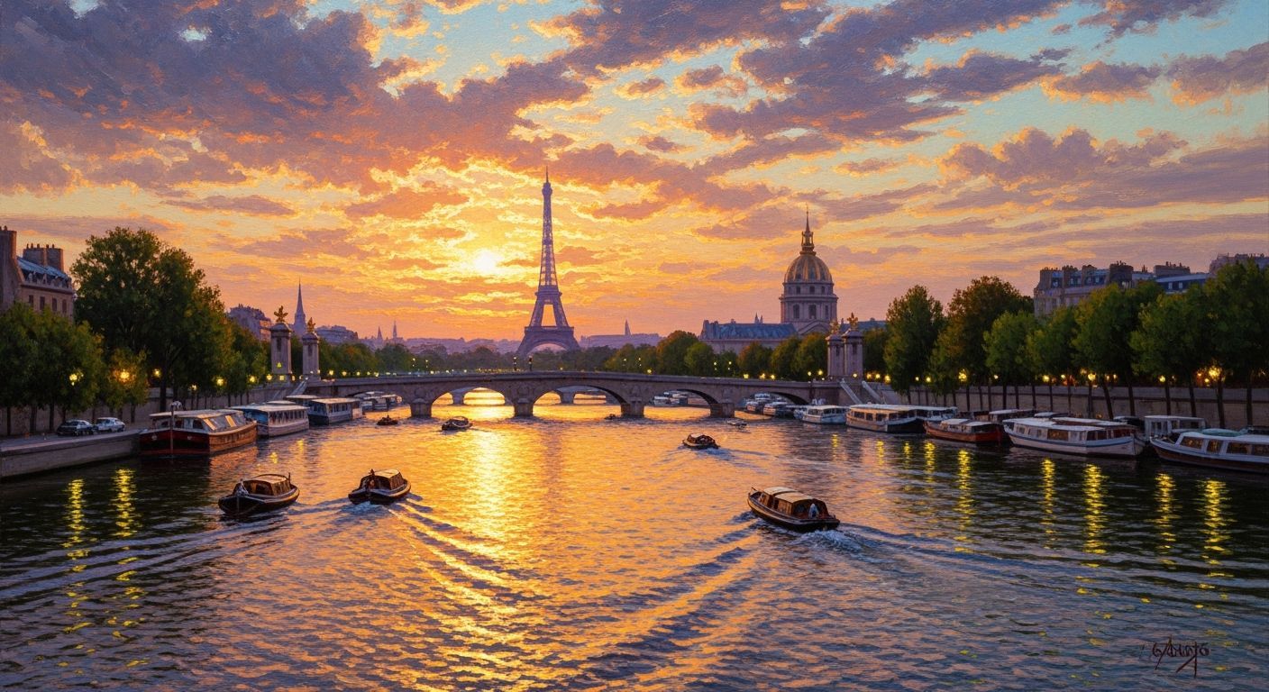 Seine, Paris sunset