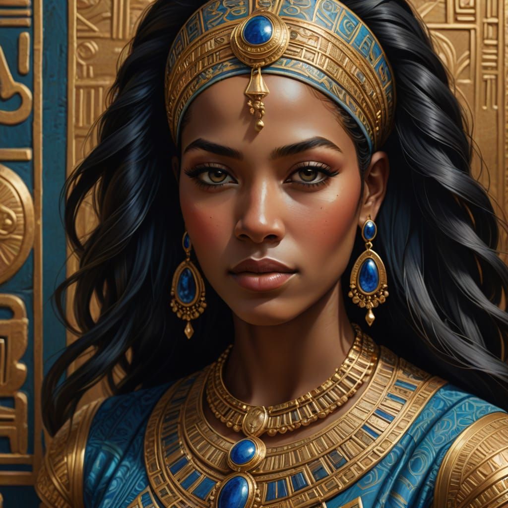 Ancient Egyptian Goddess in Golden Splendor