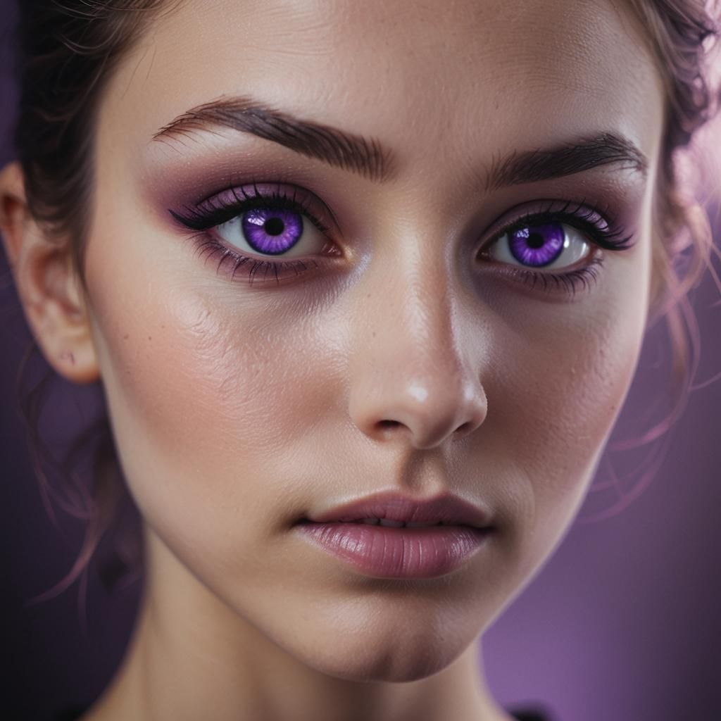 Young Woman with Violet Eyes: Cinematic Portrait