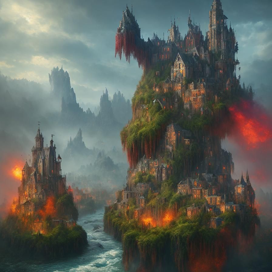 Confluence of Rivers with Troglodyte Village