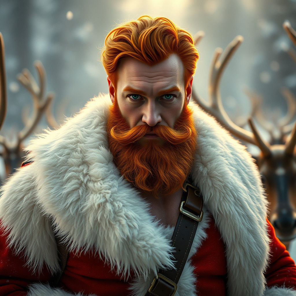 Dashing Santa Claus in a Cinematic Winter Scene