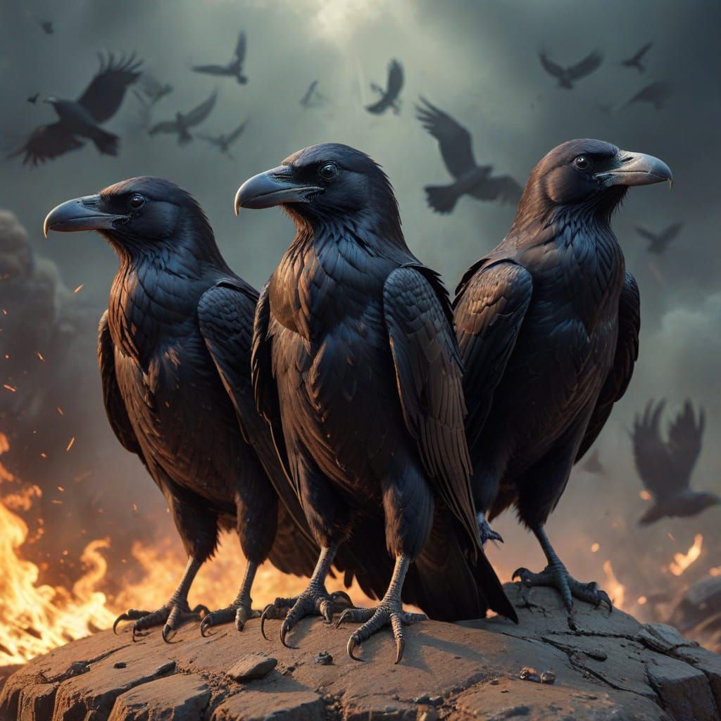 "Skaldinn, the raven of song and secrets, Drömr, the raven o...