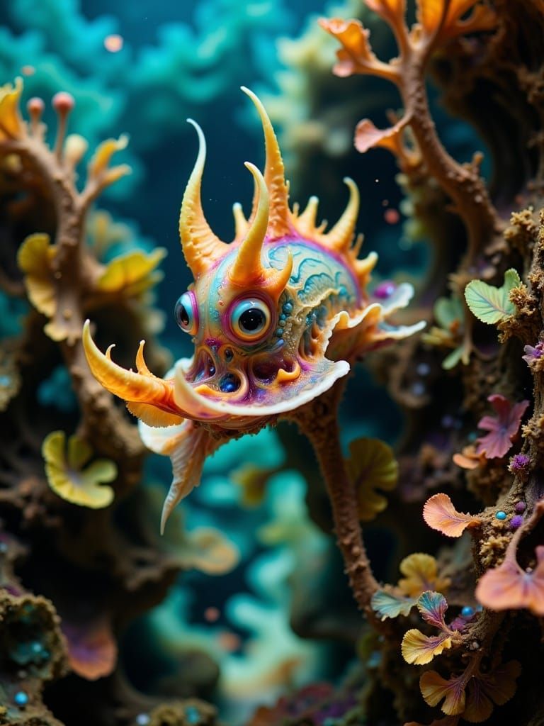 Vibrant Sea Slug in Hyperkraximalismus Style