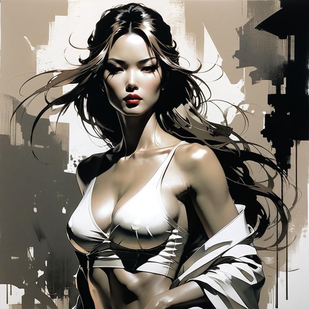 Beautiful Woman in Chiaroscuro Style