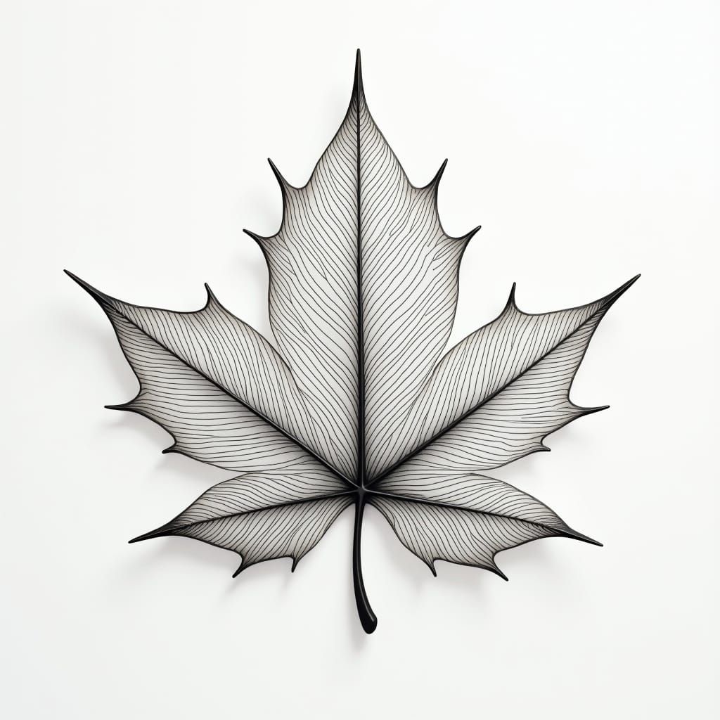 Leaf Shapes in Black Lines: Matte Painting Style