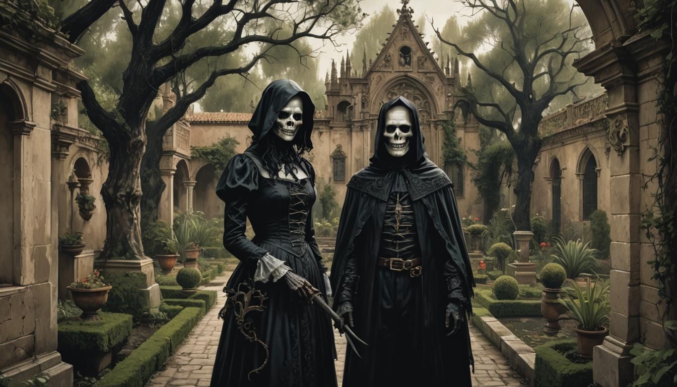 Sinister Gothic Spanish Garden Horror Art