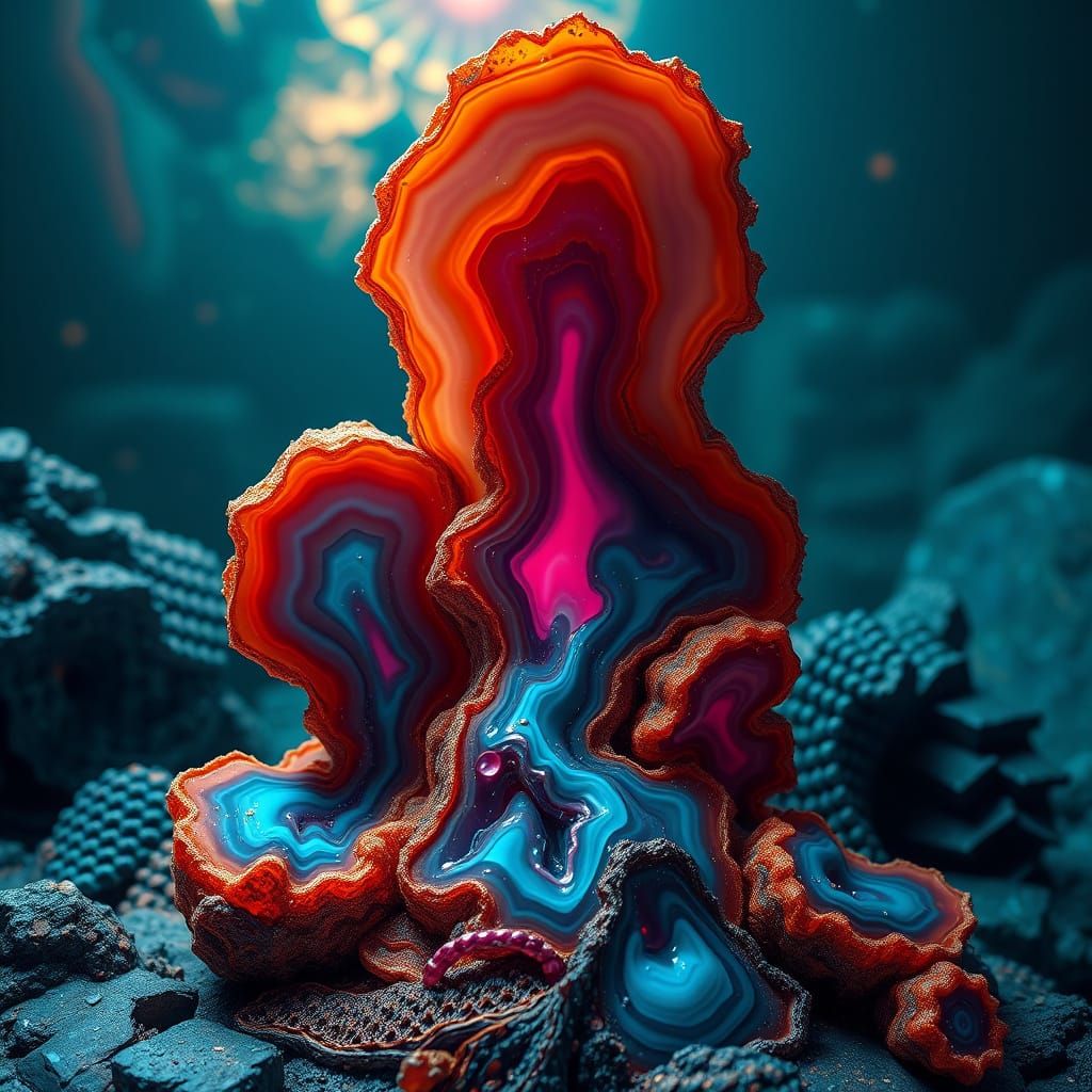 Hyperrealistic 4D Agate Morels with Sinuous Surface