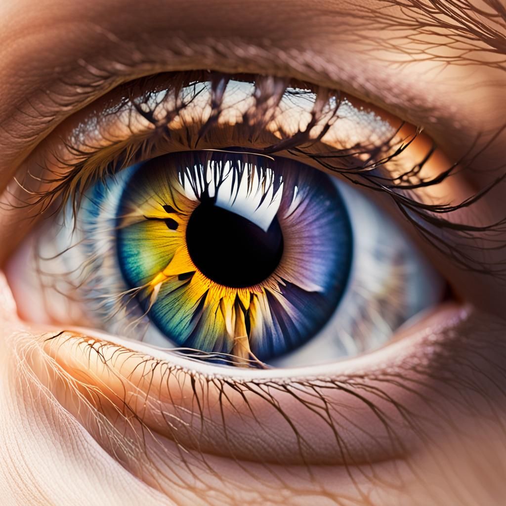 Macro Photograph of a Colorful Human Eye