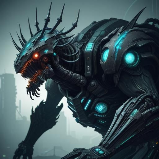 Biopunk Plant Zerg Hybrid in Neon-Lit Style