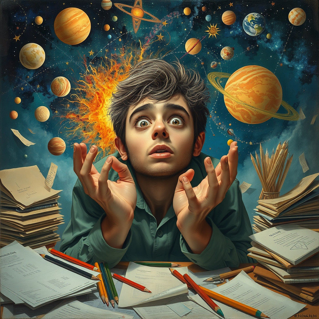 Person Imagines Creating the Universe in Surrealist Style