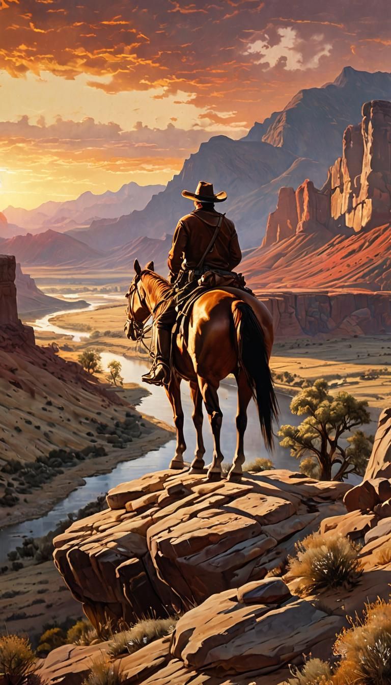 Cowboy Sunset in Red Dead Redemption Style