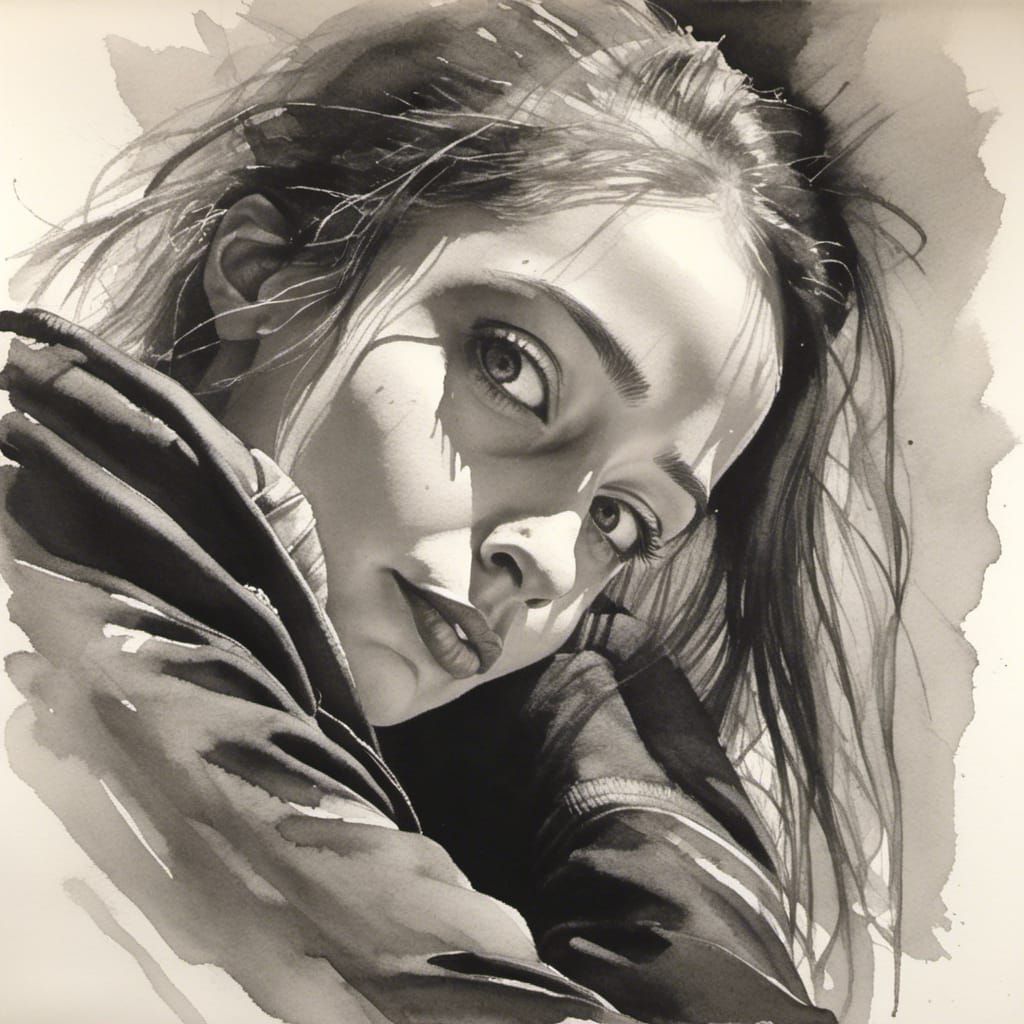 Radiant Trans Woman in Charcoal Ink Portrait