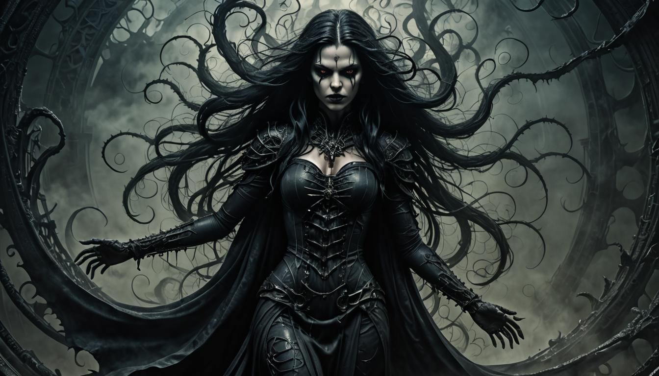 Minimalist Grimdark Vampire in Swirling Mists