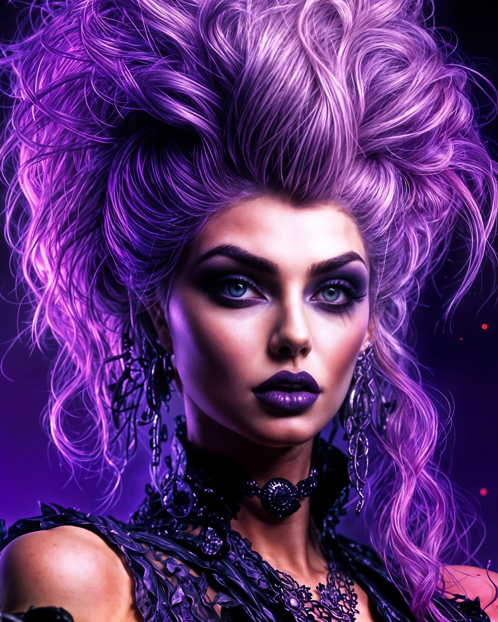 Dangerous Suzy with Purple Makeup and Mohawk