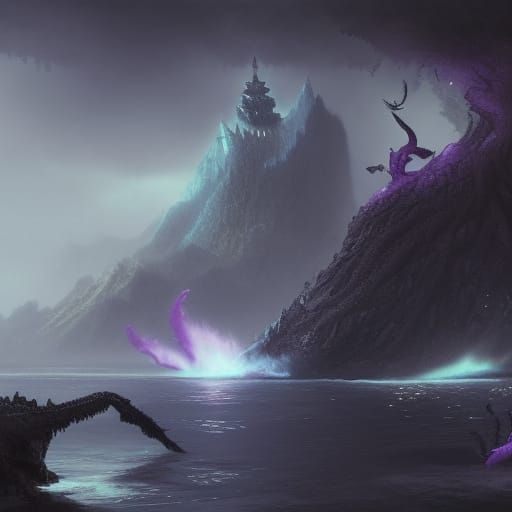 Dark Fantasy Castle in Mystical Forest