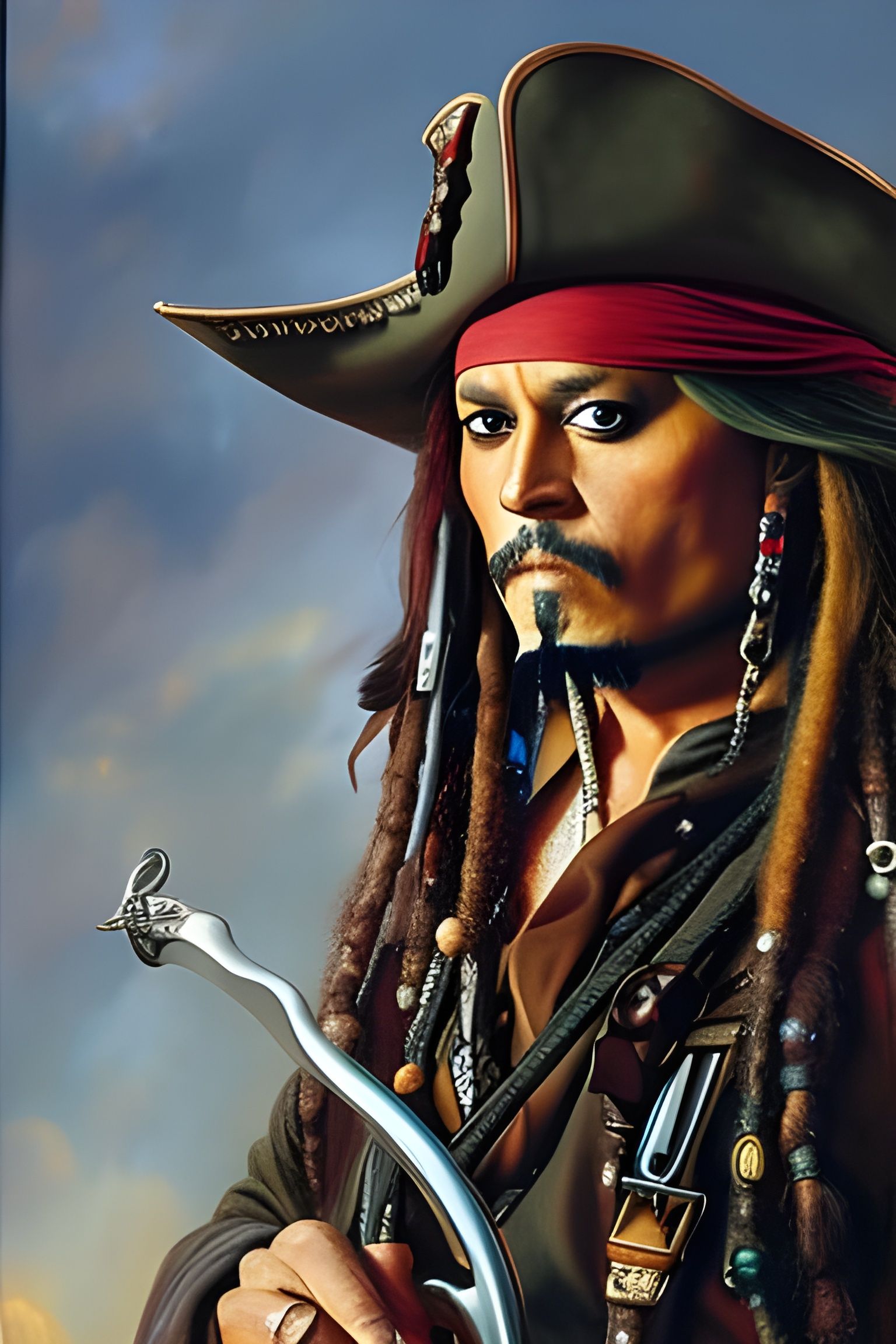 Pirate Captain Portrait in Fantasy Art Style