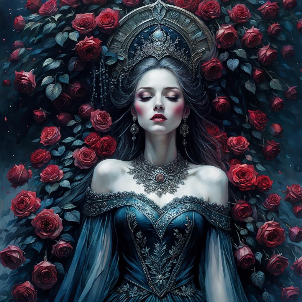 Grave of Roses: Moody Watercolor Art