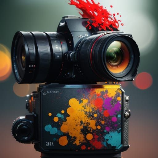 Photographer in Splash Art Style with Vibrant Colors