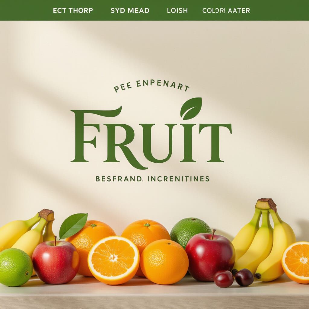 Minimalist 3D Fruit Shop Logo with Elegant Font
