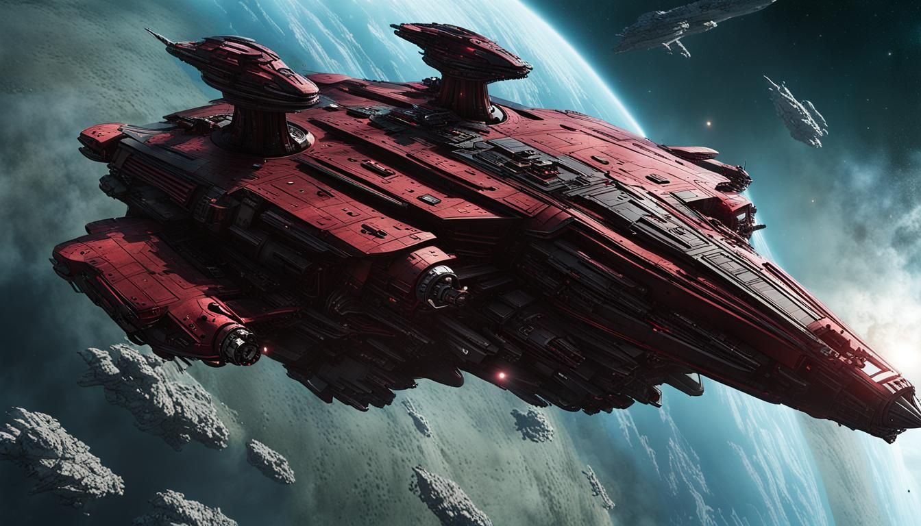 Colossal Space Battleship in Graffiti Art Style