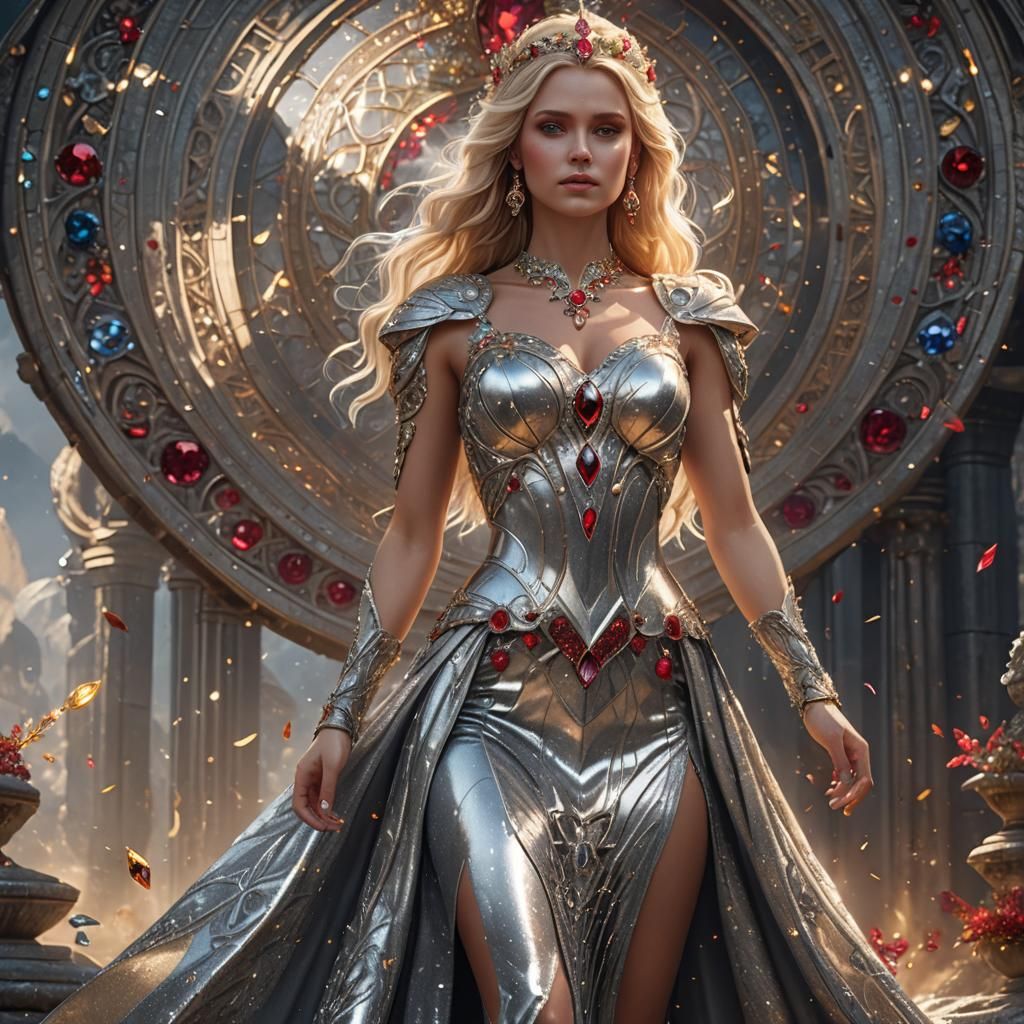 Blonde Goddess in Shimmering Gown: Fantasy Art