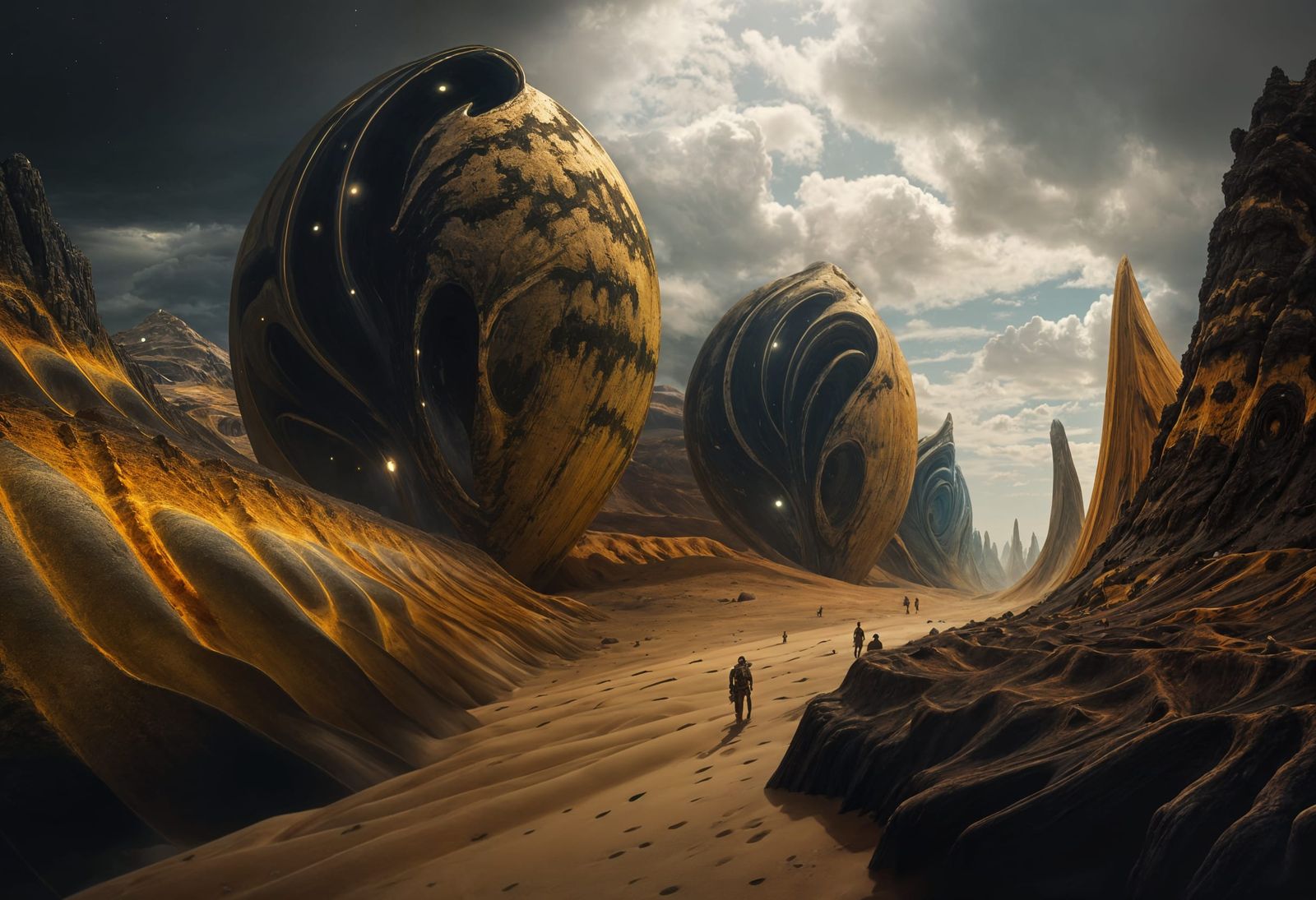 Abstract Alien Portrait in Bizarre Magical Landscape