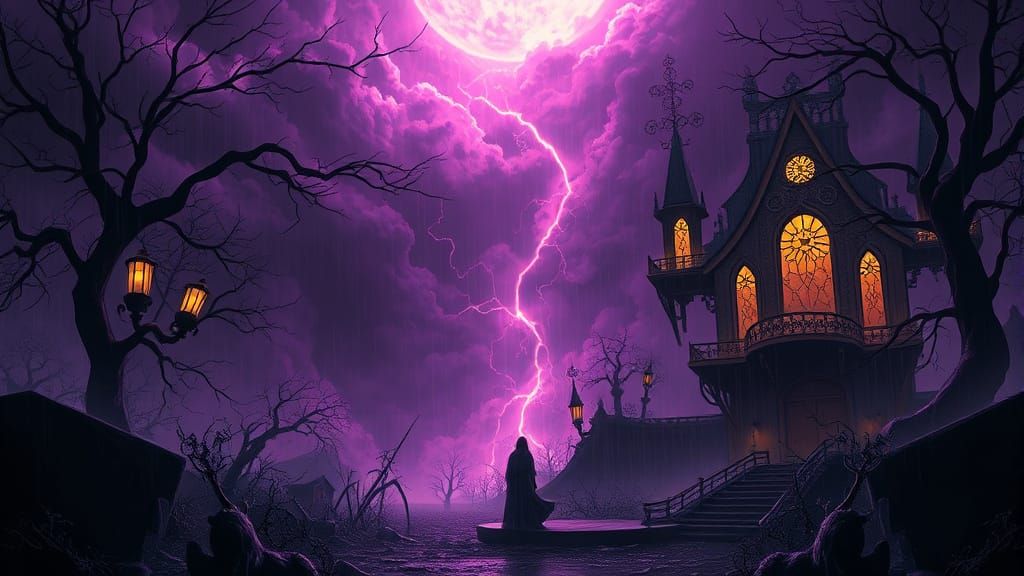 Dark Fantasy Storm Scene with Intricate Mystical Elements