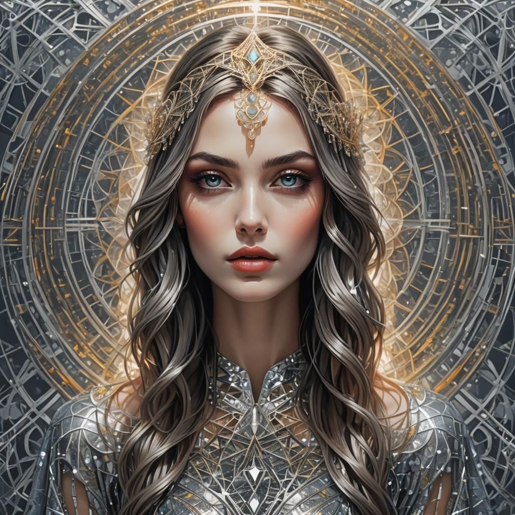 Geometric Goddess in Bauhaus Style Digital Art